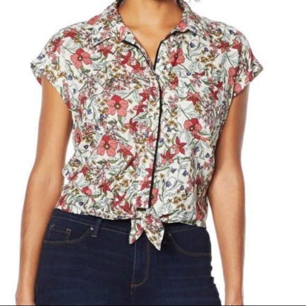 Jessica‎ Simpson gardenia multifloral Robyn tie top